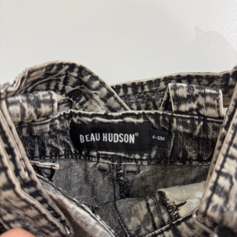 Beau Hudson Black Acid Wash Denim Overalls Size 6-12 Months - Picture 5 of 9